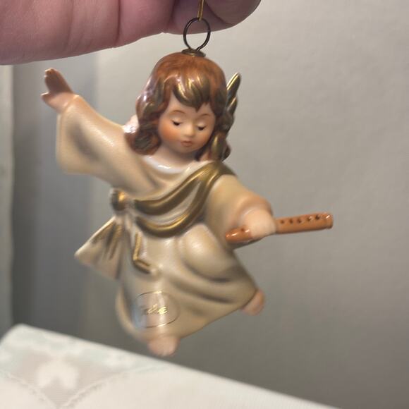 Vintage Goebel Hummel Angel Christmas Ornament with Flute Ceramic German MCM - Picture 1 of 4